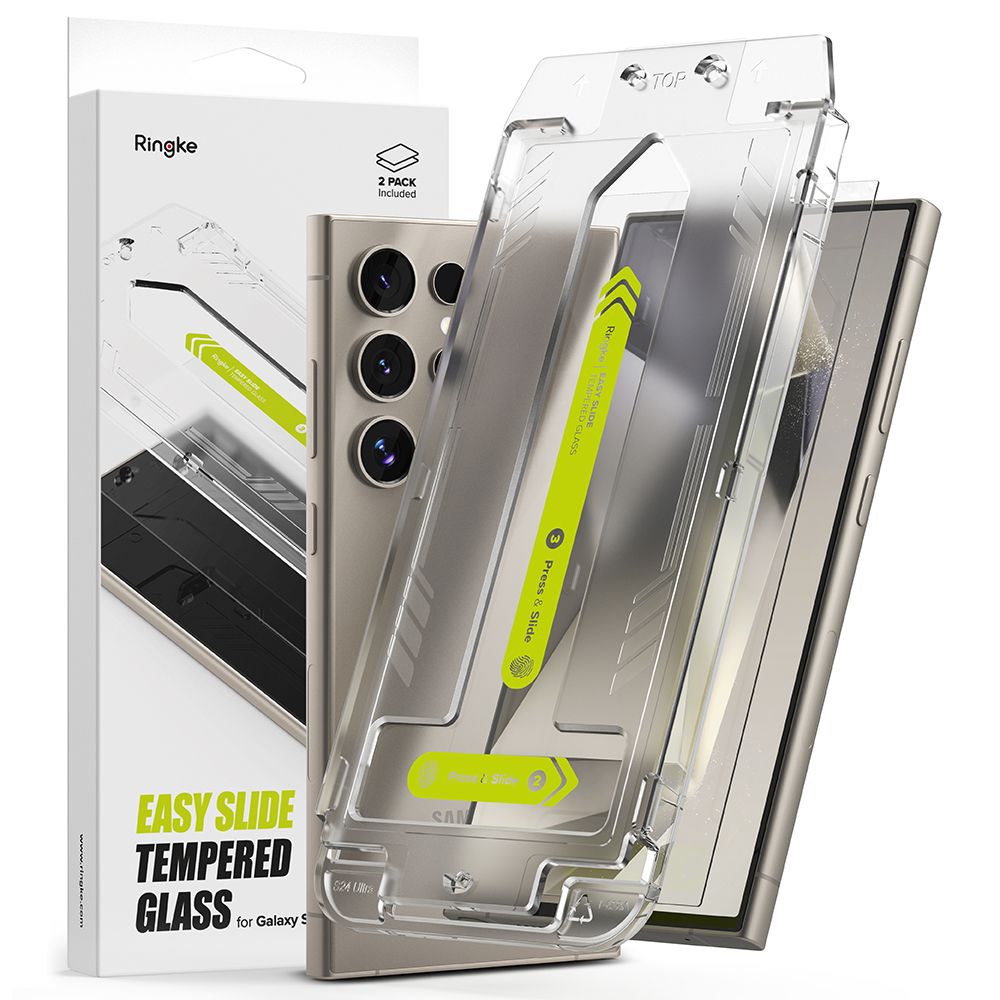 2X HARTGLAS RINGKE EASY SLIDE 2-PAK GALAXY S24 ULTRA KLAR
