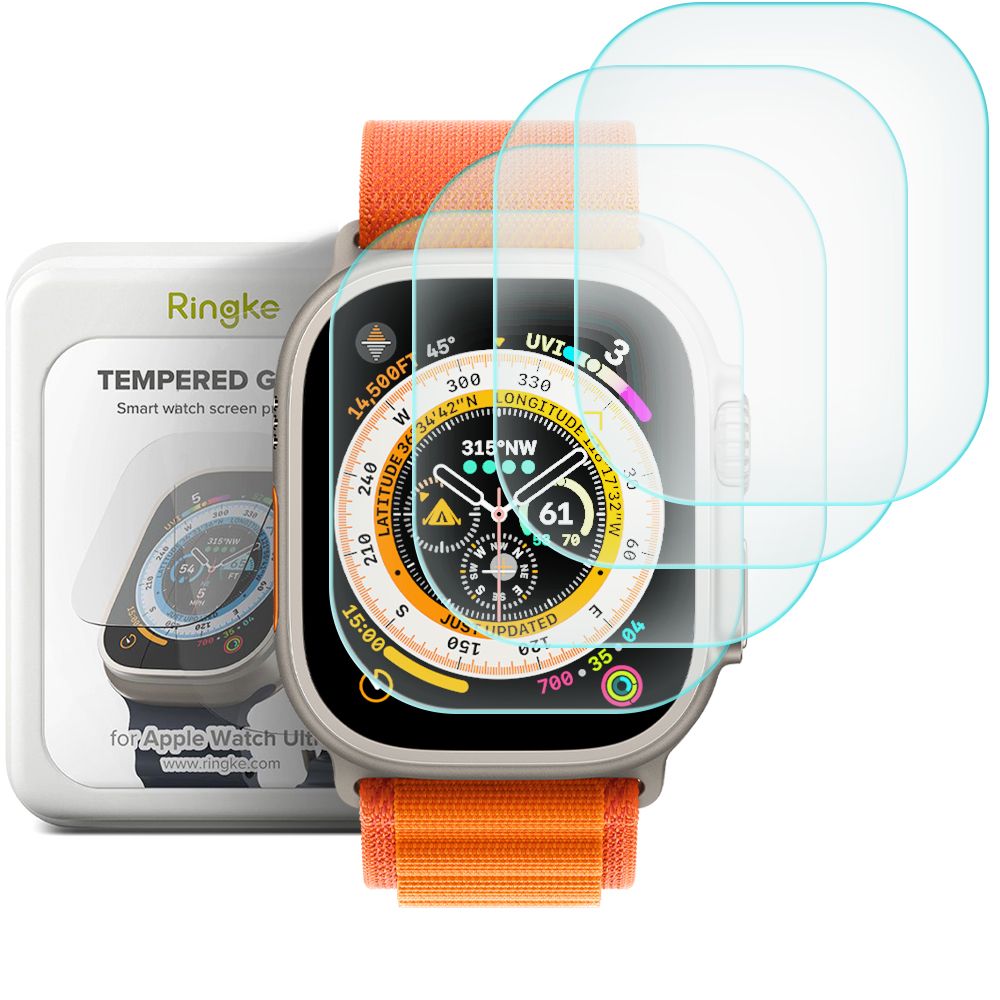 4X HARTGLAS FÜR APPLE WATCH ULTRA 49 MM RINGKE ID FC GLASS 4-PAK CLEAR
