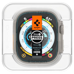 2X HARTGLAS FÜR APPLE WATCH ULTRA 49 MM SPIGEN GLAS.TR ”EZ FIT” 2-PAK CLEAR
