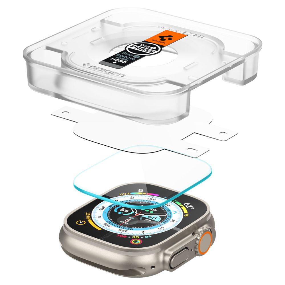 2X HARTGLAS FÜR APPLE WATCH ULTRA 49 MM SPIGEN GLAS.TR ”EZ FIT” 2-PAK CLEAR