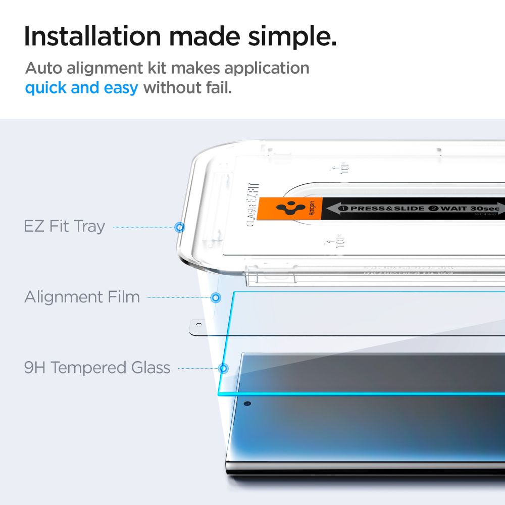 Gehärtetes Glas Spigen Glas.Tr "EZ FIT" 2-PACK GALAXY S24 ULTRA KLAR