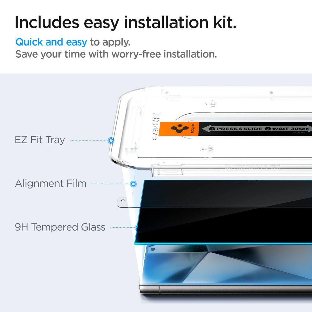 2X GESCHÜTZTES GLAS SPIGEN GLAS.TR "EZ FIT" 2-PAKET GALAXY S24 ULTRA PRIVACY