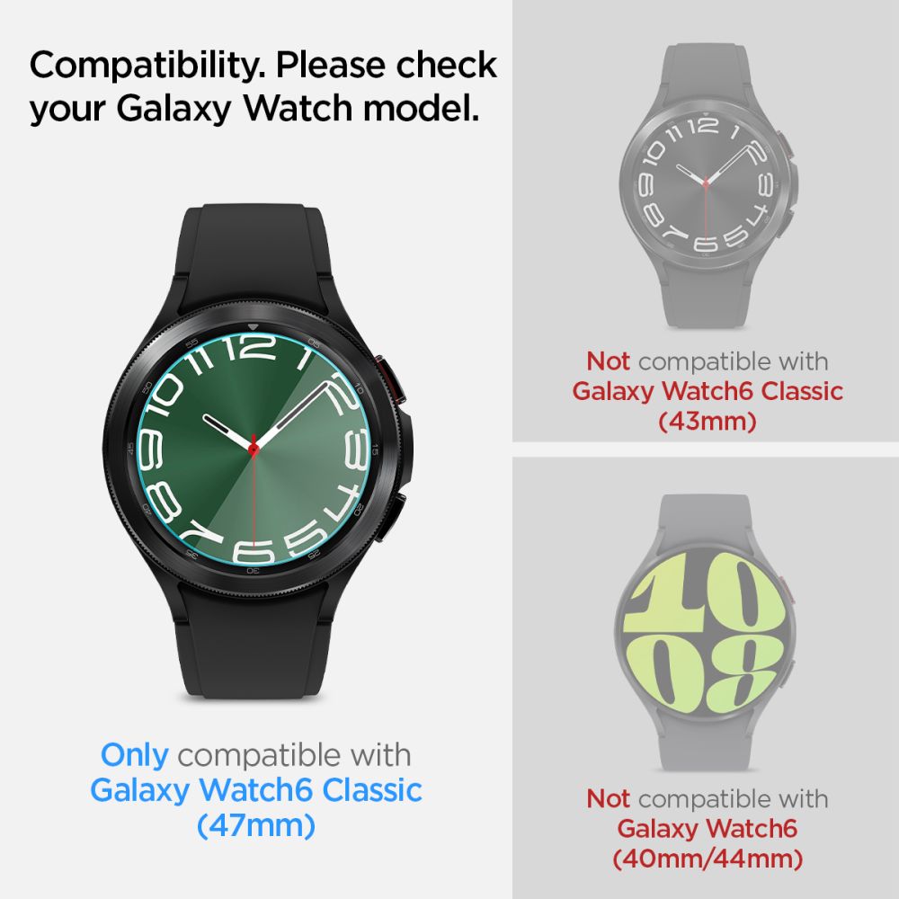 GEBROCHENES GLAS SPIGEN GLAS.TR "EZ-FIT" 2-PACK GALAXY WATCH 6 CLASSIC (47 MM) KLAR