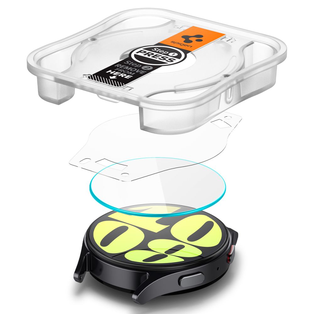 2X HARTGLAS FÜR GALAXY WATCH 7 (40 MM) SPIGEN GLAS.TR "EZ-FIT" 2-PACK KLAR