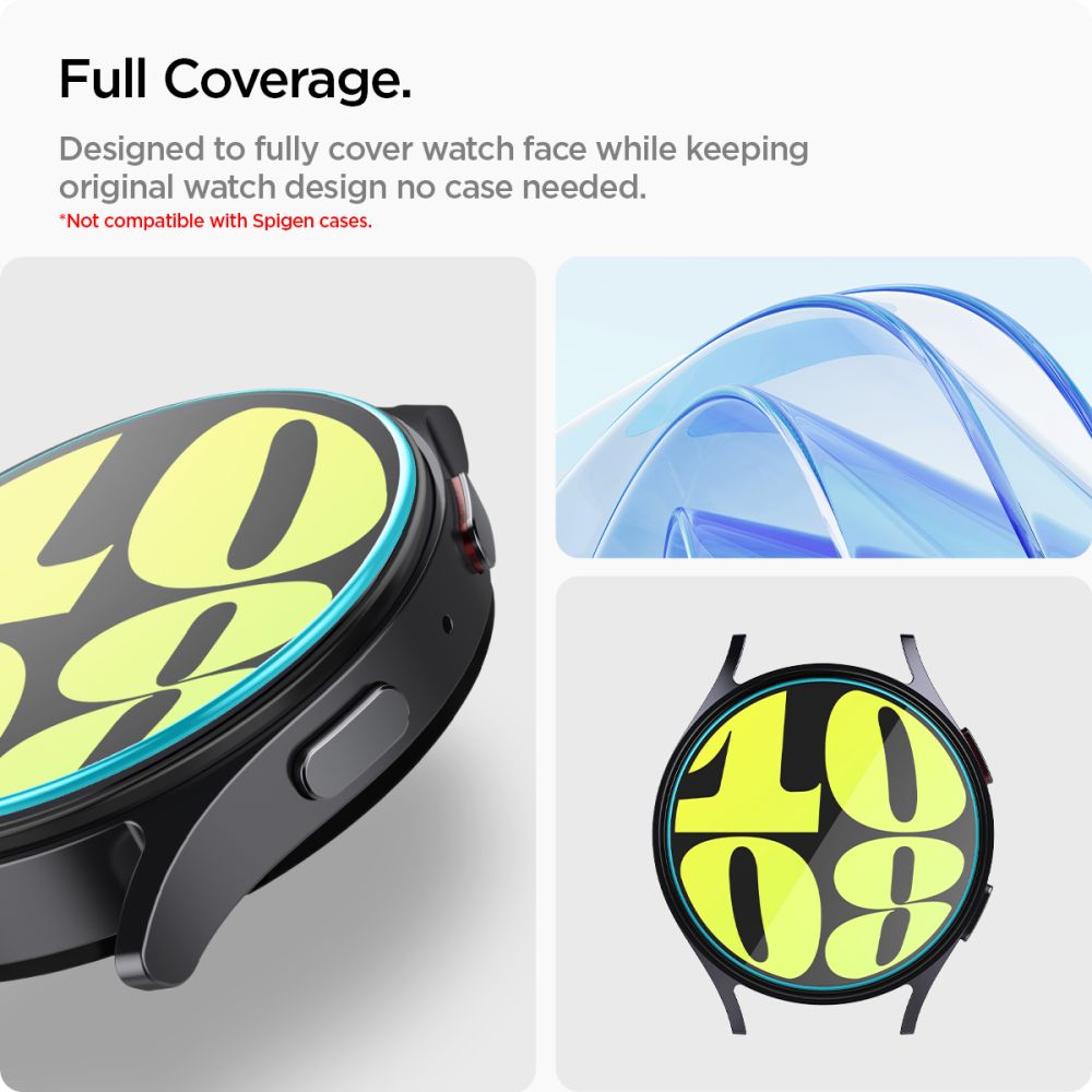 2X HARTGLAS FÜR GALAXY WATCH 7 (40 MM) SPIGEN GLAS.TR "EZ-FIT" 2-PACK KLAR