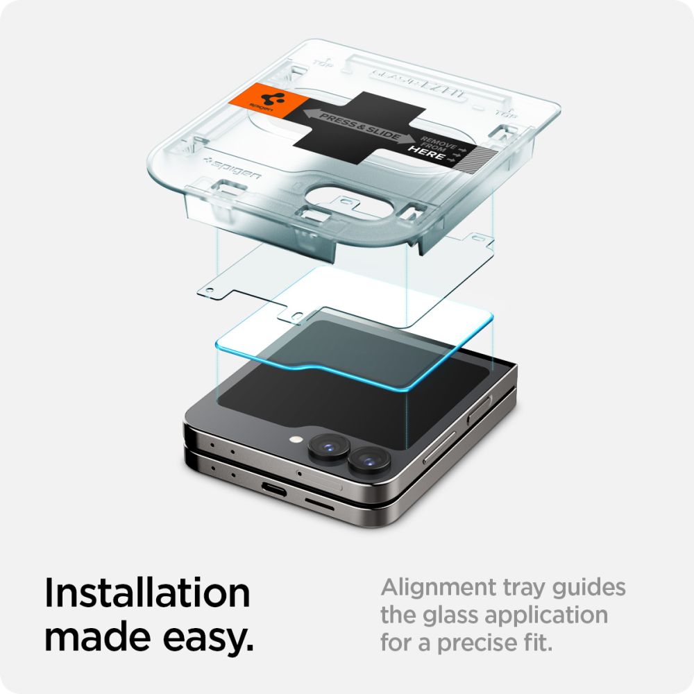 2X GESCHÜTZTES GLAS FÜR SAMSUNG GALAXY Z FLIP 6 SPIGEN GLAS.TR "EZ FIT" 2-PACK KLAR