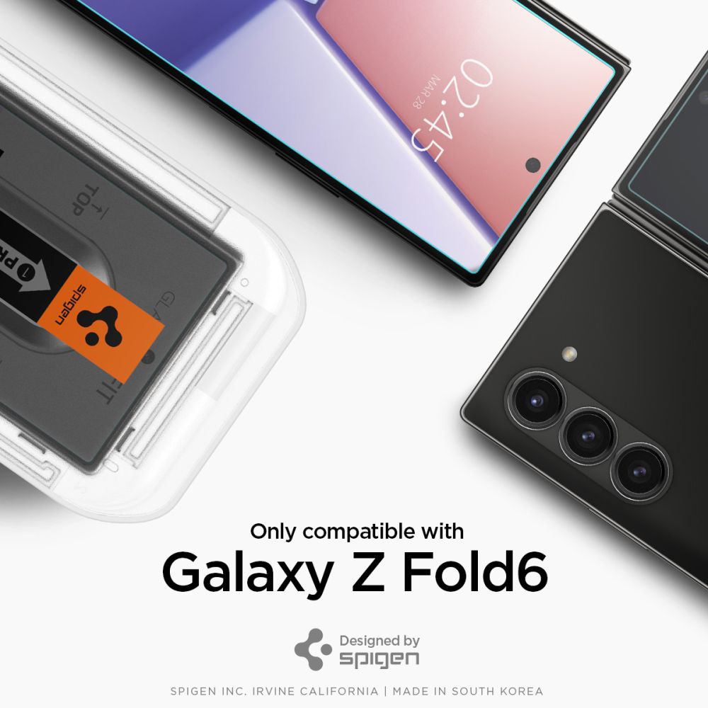 2X GESCHÜTZTES GLAS FÜR SAMSUNG GALAXY Z FOLD 6 SPIGEN GLAS.TR "EZ FIT" 2-PACK KLAR