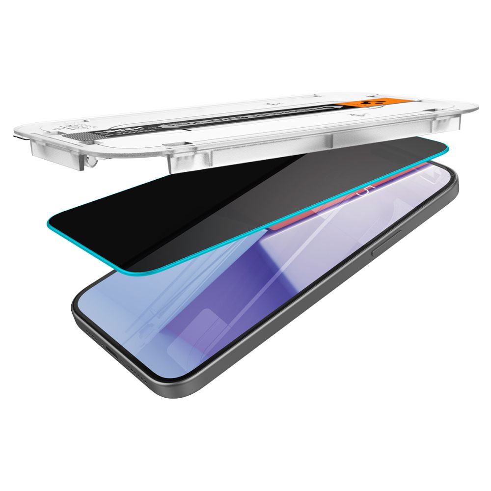 GEBROCHENES GLAS SPIGEN GLAS.TR "EZ FIT" 2-PACK IPHONE 15 PRIVATSPHÄRE