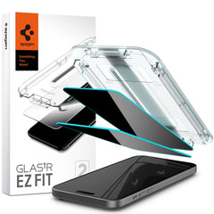 GEBROCHENES GLAS SPIGEN GLAS.TR "EZ FIT" 2-PACK IPHONE 15 PRIVATSPHÄRE
