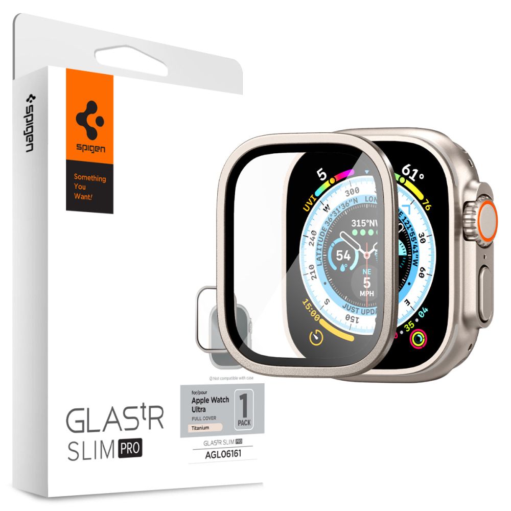 GEBROCHENES GLAS SPIGEN GLAS.TR SLIM PRO APPLE WATCH ULTRA 49 MM TITAN