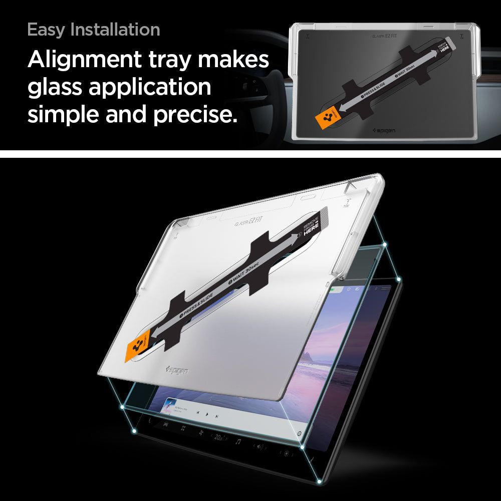 HARTGLAS SPIGEN GLASS FC "EZ FIT" TESLA MODEL X 2022 / MODEL S 2021 SCHWARZ