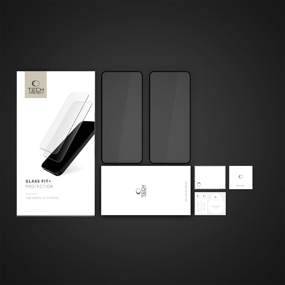 Gehärtetes Glas TECH-PROTECT GLASS FIT+ 2-PACK XIAOMI REDMI NOTE 14 4G / 5G SCHWARZ