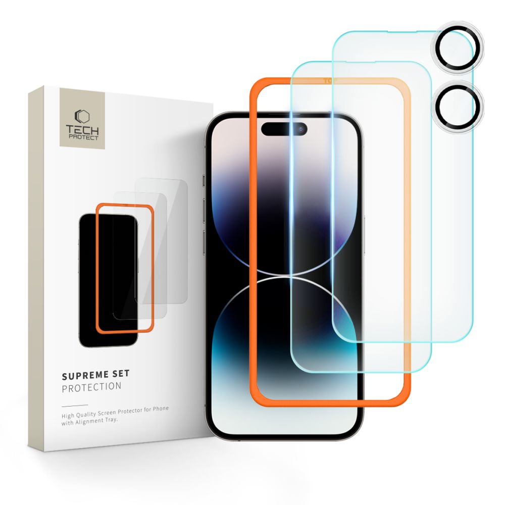 Gehärtetes Glas TECH-PROTECT SUPREME SET 3-PACK IPHONE 16 PLUS KLAR