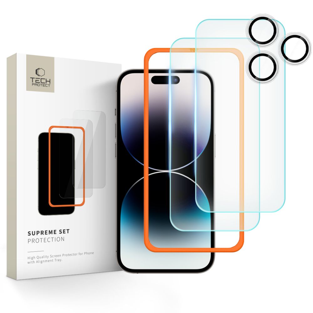 Gehärtetes Glas TECH-PROTECT SUPREME SET 3-PACK IPHONE 16 PRO MAX KLAR