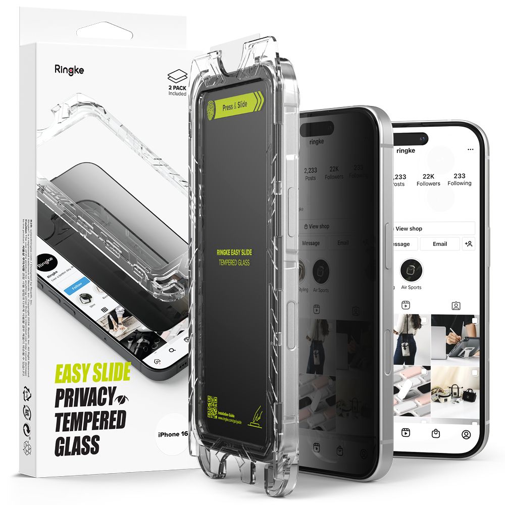 Gehärtetes Glas RINGKE EASY SLIDE 2-PACK IPHONE 15 / 16 PRIVACY