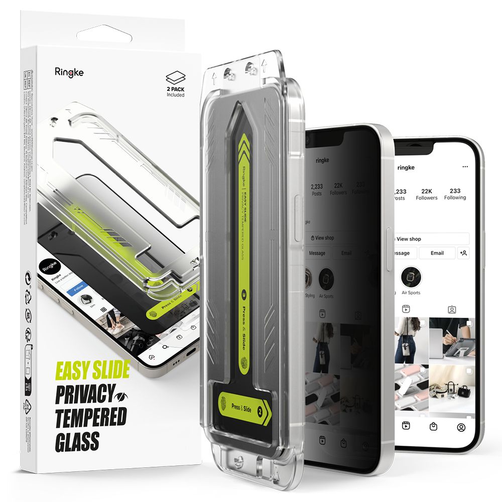 Gehärtetes Glas RINGKE EASY SLIDE 2-PACK IPHONE 16E PRIVACY