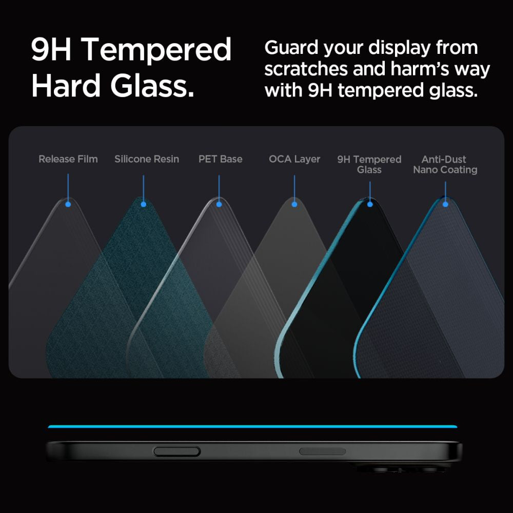 Gehärtetes Glas Spigen Glas.Tr "EZ FIT" 2-PACK iPhone 16 Pro Max Datenschutz