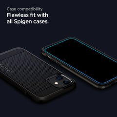 2X GESCHÜTZTES GLAS SPIGEN ALM GLASS FC 2-PACK IPHONE 12/12 PRO SCHWARZ