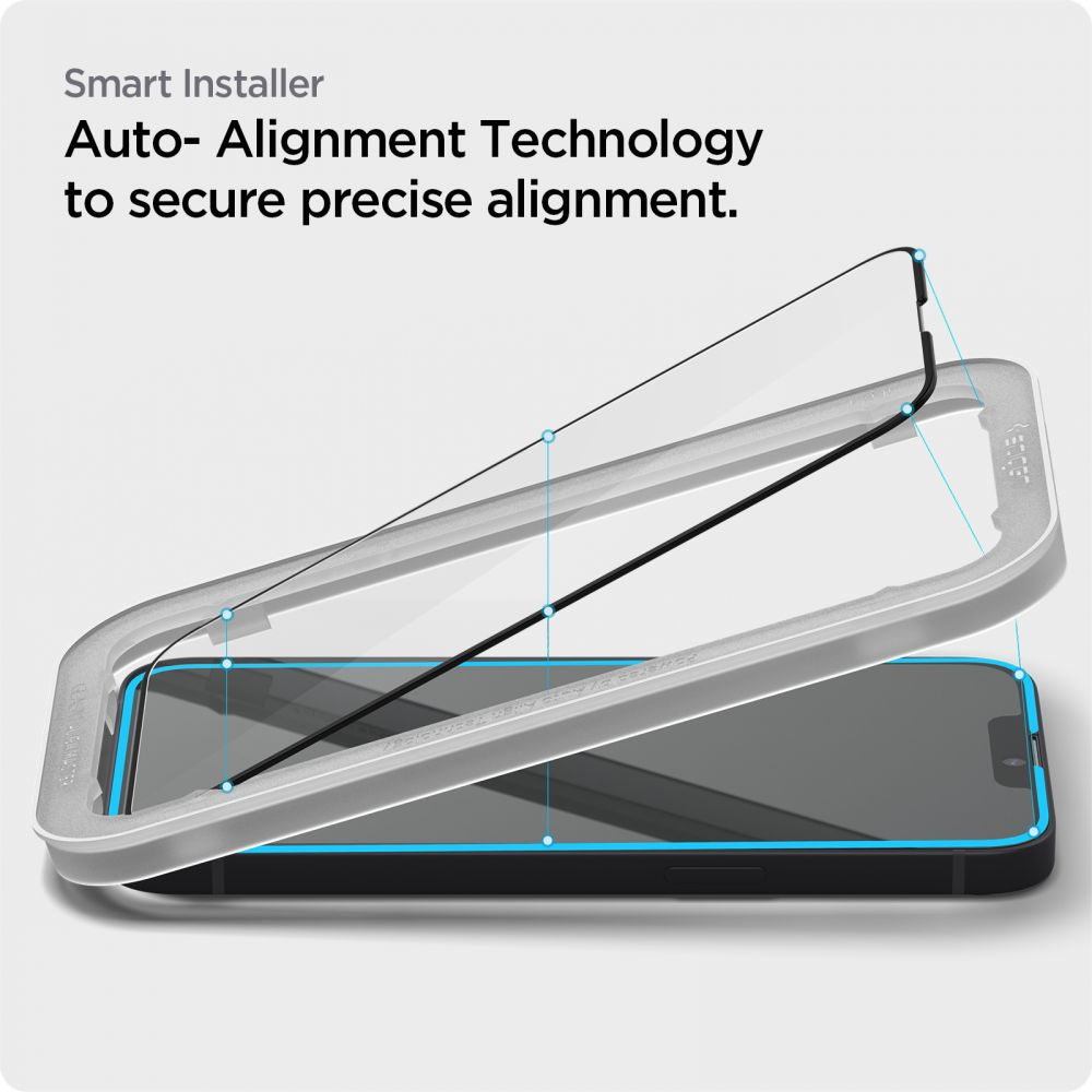 2X HARTGLAS SPIGEN ALM GLASS FC 2-PACK IPHONE 13 / 13 PRO SCHWARZ