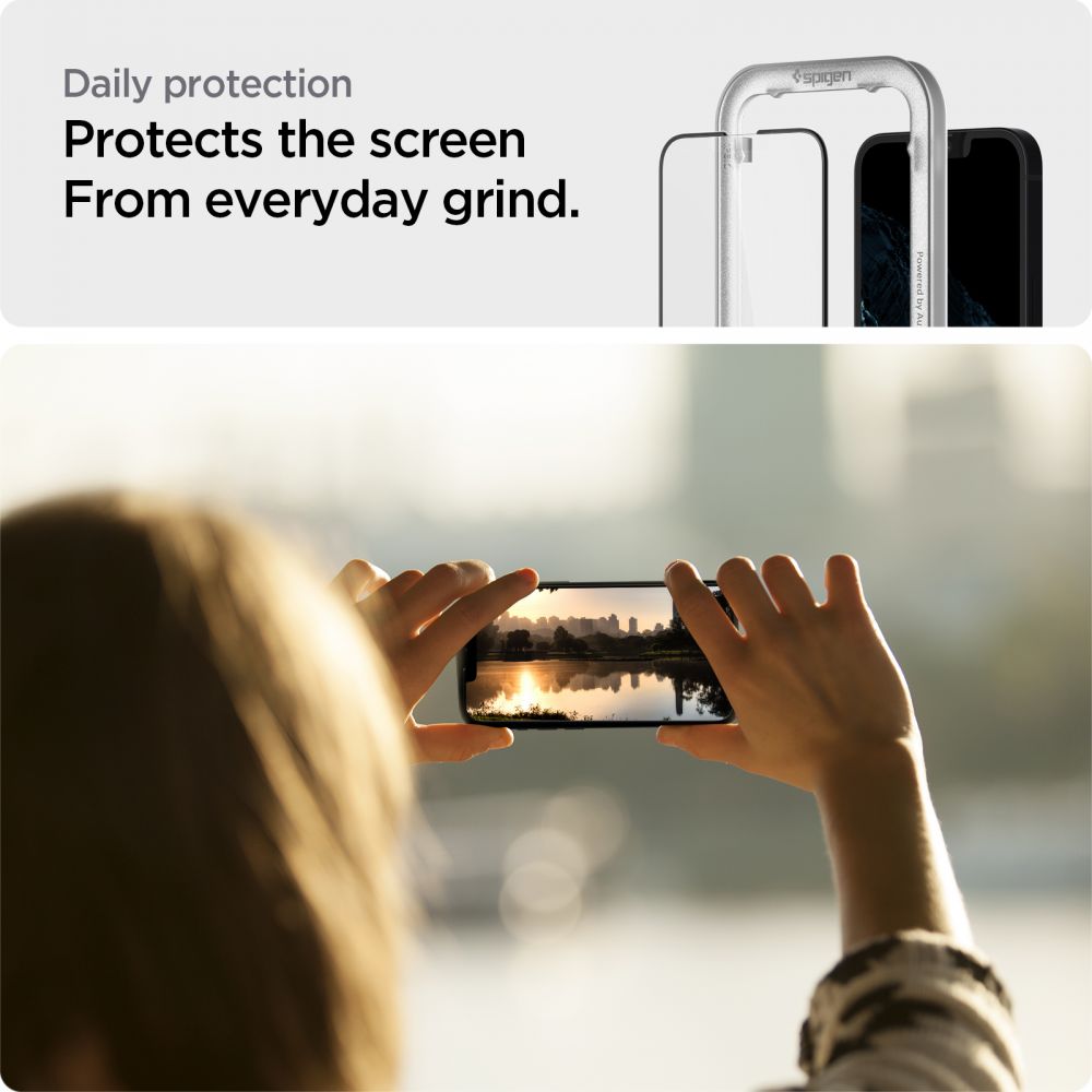 2X HARTGLAS SPIGEN ALM GLASS FC 2-PACK IPHONE 13 / 13 PRO SCHWARZ