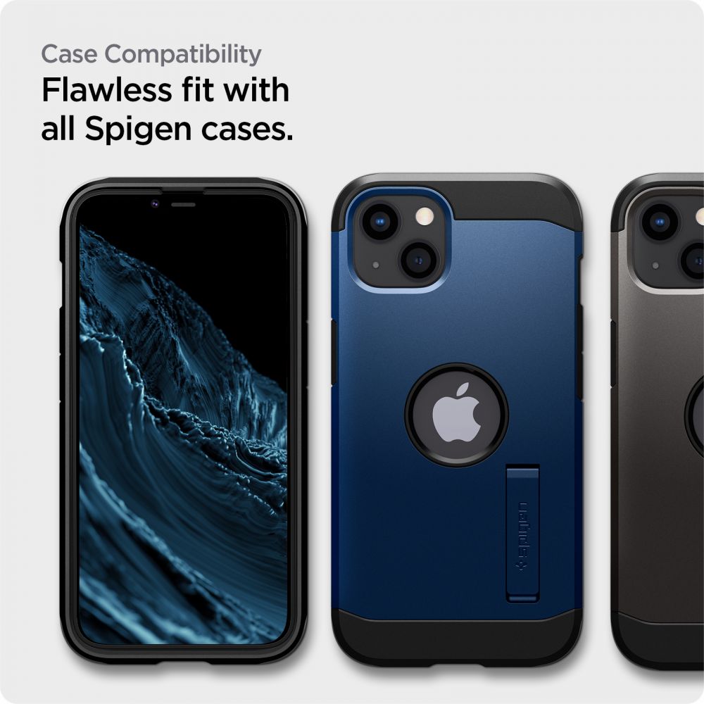 2X HARTGLAS SPIGEN ALM GLASS FC 2-PACK IPHONE 13 / 13 PRO SCHWARZ