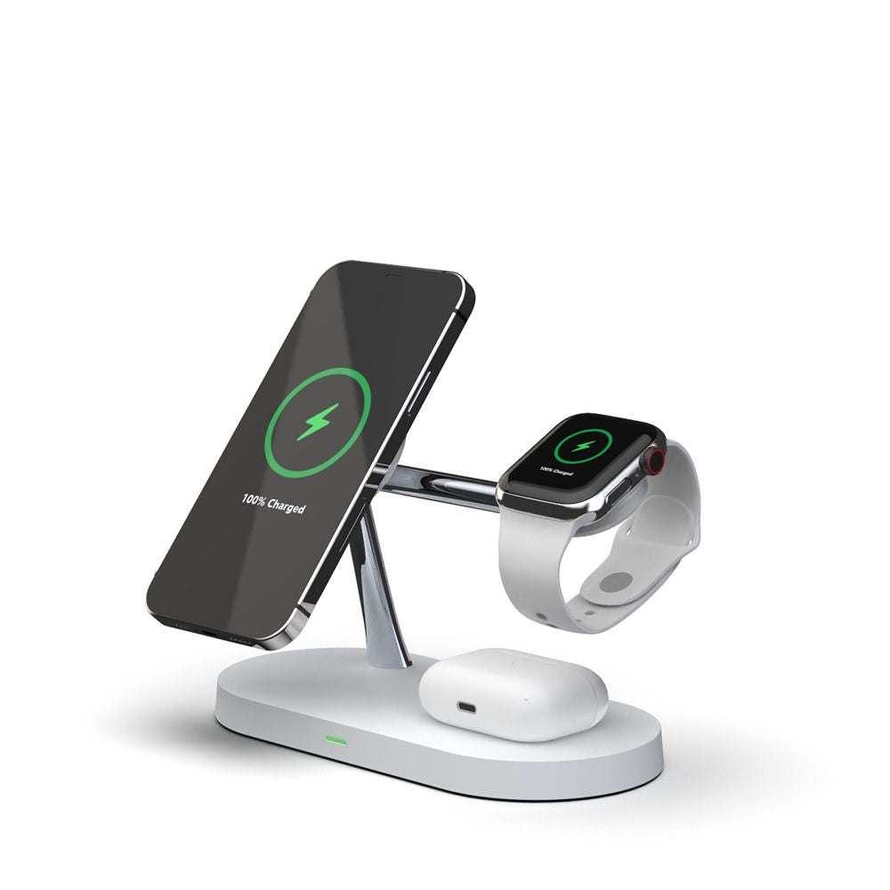 DRAHTLOSES LADGERÄT 3IN1 TECH-PROTECT A12 MAGNETISCHER MAGSAFE WIRELESS CHARGER WEISS