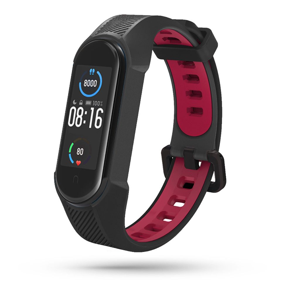 REMEN FÜR XIAOMI MI BAND 5 / 6 / 6 NFC HEYBAND SHIELD SCHWARZ/ROT