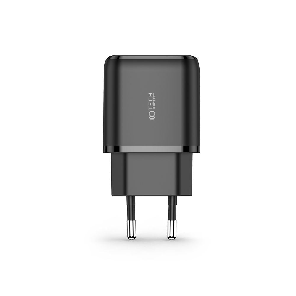 NETZLADEGERÄT FÜR HANDY UND TABLET TECH-PROTECT C20W 2-PORT NETZLADEGERÄT PD20W/QC3.0 SCHWARZ