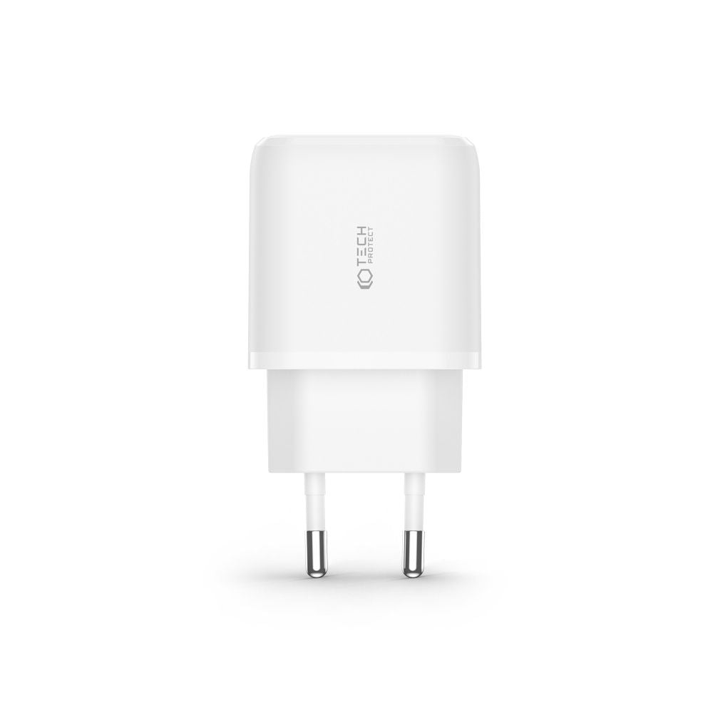 NETZLADEGERÄT FÜR HANDY UND TABLET TECH-PROTECT C20W 2-PORT NETZLADEGERÄT PD20W/QC3.0 WEISS