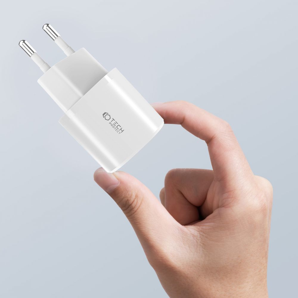 NETZLADEGERÄT FÜR HANDY UND TABLET TECH-PROTECT C20W MINI 2-PORT NETZLADEGERÄT PD20W/QC3.0 SCHWARZ