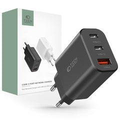 NETZLADEGERÄT FÜR HANDY UND TABLET TECH-PROTECT C30W 3-PORT NETZLADEGERÄT PD30W/QC3.0 SCHWARZ