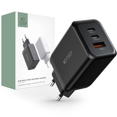 NETZLADEGERÄT FÜR HANDY UND TABLET TECH-PROTECT C65W 3-PORT NETZLADEGERÄT PD65W/QC3.0 SCHWARZ