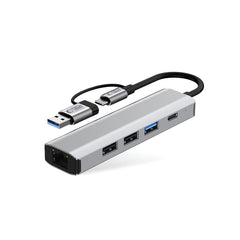 TECH-PROTECT HB03 HUB ADAPTER 5IN1 TYPE-C + USB2.0 + USB3.0 + RJ45 RAUMGRAU