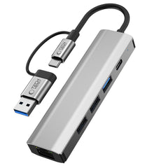 TECH-PROTECT HB03 HUB ADAPTER 5IN1 TYPE-C + USB2.0 + USB3.0 + RJ45 RAUMGRAU