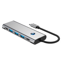 TECH-PROTECT HB04 HUB ADAPTER 9IN1 TYPE-C + USB2.0 + USB3.0 + HDMI 4K 60HZ + SD/TF + PD100W + AV3.5 RAUMGRAU