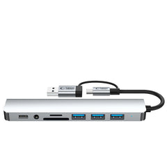 TECH-PROTECT HB06 HUB ADAPTER 9IN1 TYPE-C + USB2.0 + USB3.0 + SD/TF + AV3.5 RAUMGRAU