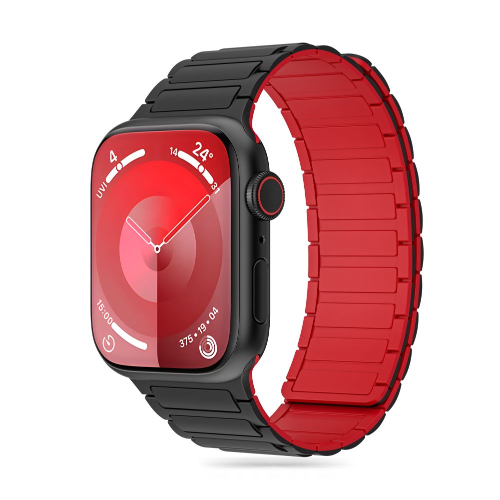 REMEN SCHLIEßEN DOOP ICONBAND MAGNETISCH APPLE WATCH 4 / 5 / 6 / 7 / 8 / 9 / SE / ULTRA 1 / 2 (42 / 44 / 45 / 49 MM) SCHWARZ/ROT