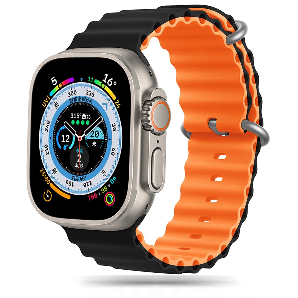 REMEN FÜR DOOP ICONBAND PRO APPLE WATCH 6 / 7 / 8 / 9 / 10 / SE / ULTRA 1 / 2 (44 / 45 / 46 / 49 MM) SCHWARZ/ORANGE