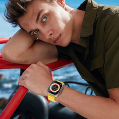 REMEN FÜR DOOP ICONBAND PRO APPLE WATCH 6 / 7 / 8 / 9 / 10 / SE / ULTRA 1 / 2 (44 / 45 / 46 / 49 MM) STARLIGHT/ORANGE