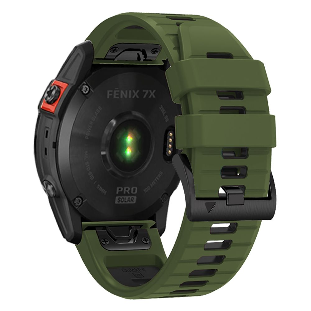 SILIKONARMBAND FÜR GARMIN 26MM FENIX 3 / 5X / 3HR / 5X PLUS / 6X / 6X PRO / 7X ENDURO EXPLORER PRO ARMY GRÜN / SCHWARZ