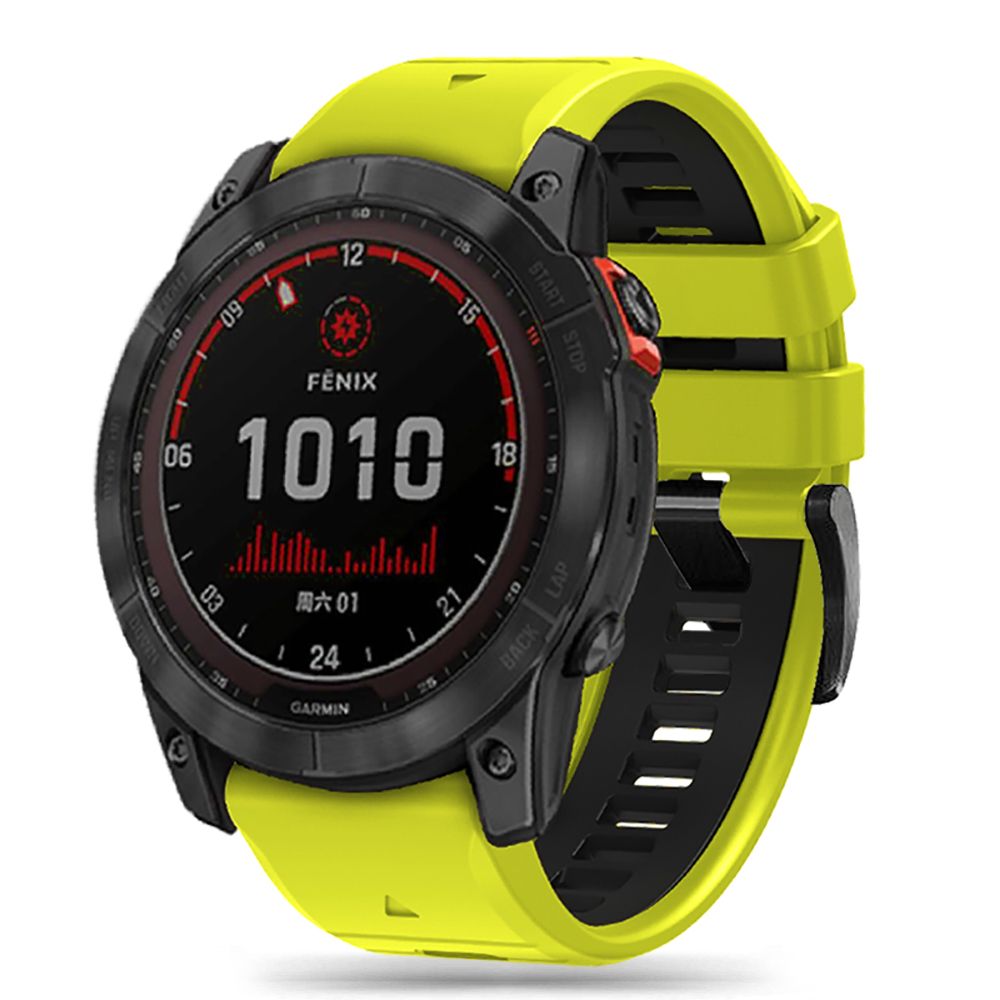 SILIKONARMBAND FÜR GARMIN 26MM FENIX 3 / 5X / 3HR / 5X PLUS / 6X / 6X PRO / 7X DOOP EXPLORER PRO LIME / SCHWARZ