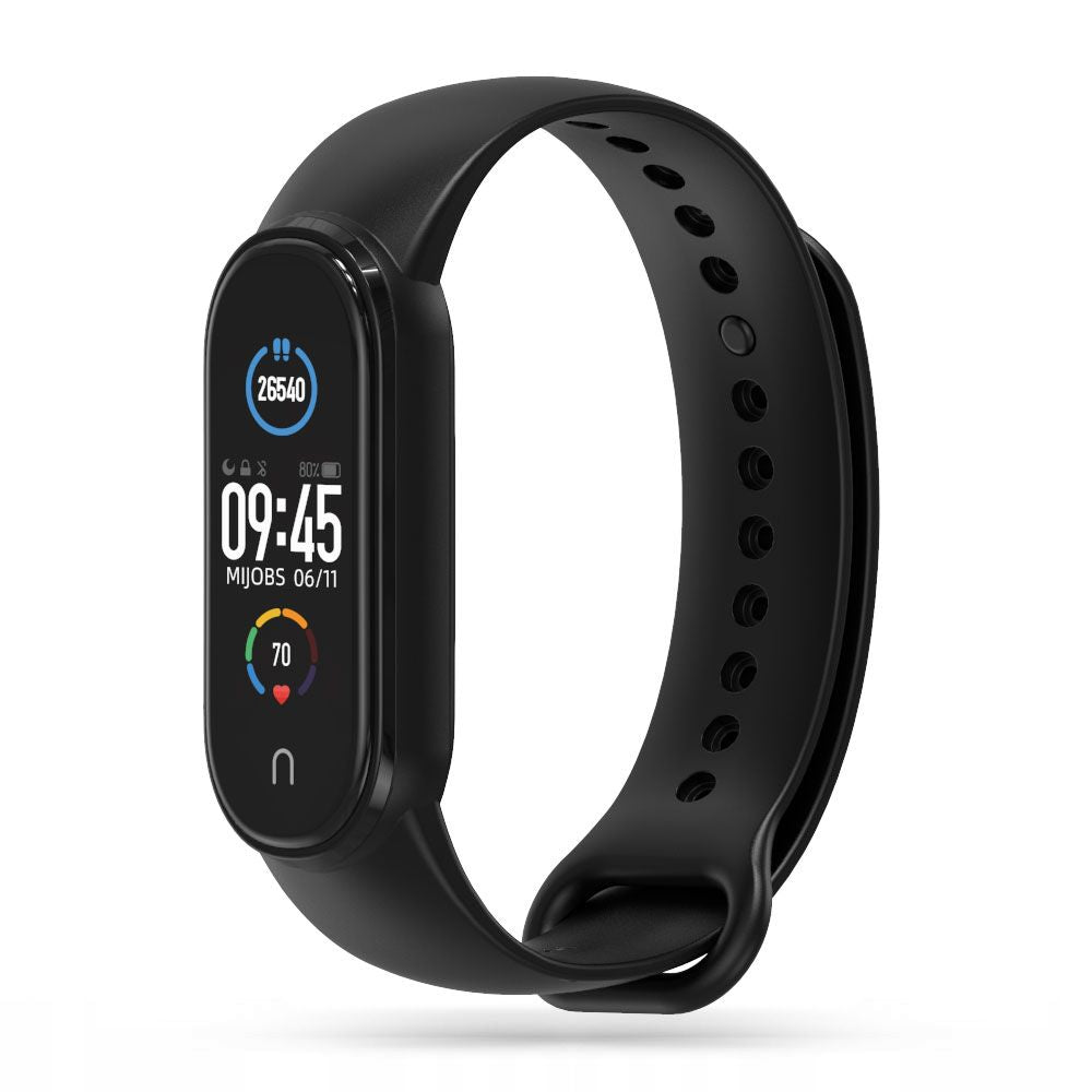 SILIKONARMBAND FÜR XIAOMI MI BAND 5 / 6 / 6 NFC / 7 HEYBAND ICON SCHWARZ