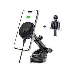 HANDYHALTERUNG FÜR DAS AUTO MIT DRAHTLOSEM LADEN TECH-PROTECT MM15W-V4 MAGNETISCHER MAGSAFE ARMATUREN- UND BELÜFTUNGSHALTER WIRELESS CHARGER 15W SCHWARZ