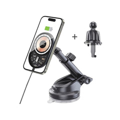 HANDYHALTERUNG FÜR DAS AUTO MIT DRAHTLOSEM LADEN TECH-PROTECT MM15W-V6 MAGNETISCHER MAGSAFE ARMATUREN- UND BELÜFTUNGSHALTER WIRELESS CHARGER 15W SCHWARZ