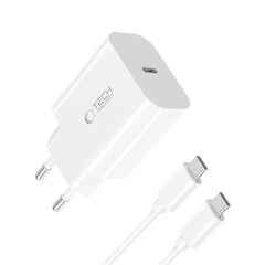 TECH-PROTECT NC20W 1-PORT NETZLADEGERÄT PD20W + TYPE-C KABEL WEISS