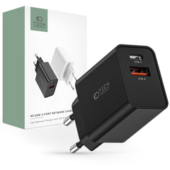 NETZLADEGERÄT FÜR HANDY UND TABLET TECH-PROTECT NC30W 2-PORT NETZLADEGERÄT PD30W/QC3.0 SCHWARZ