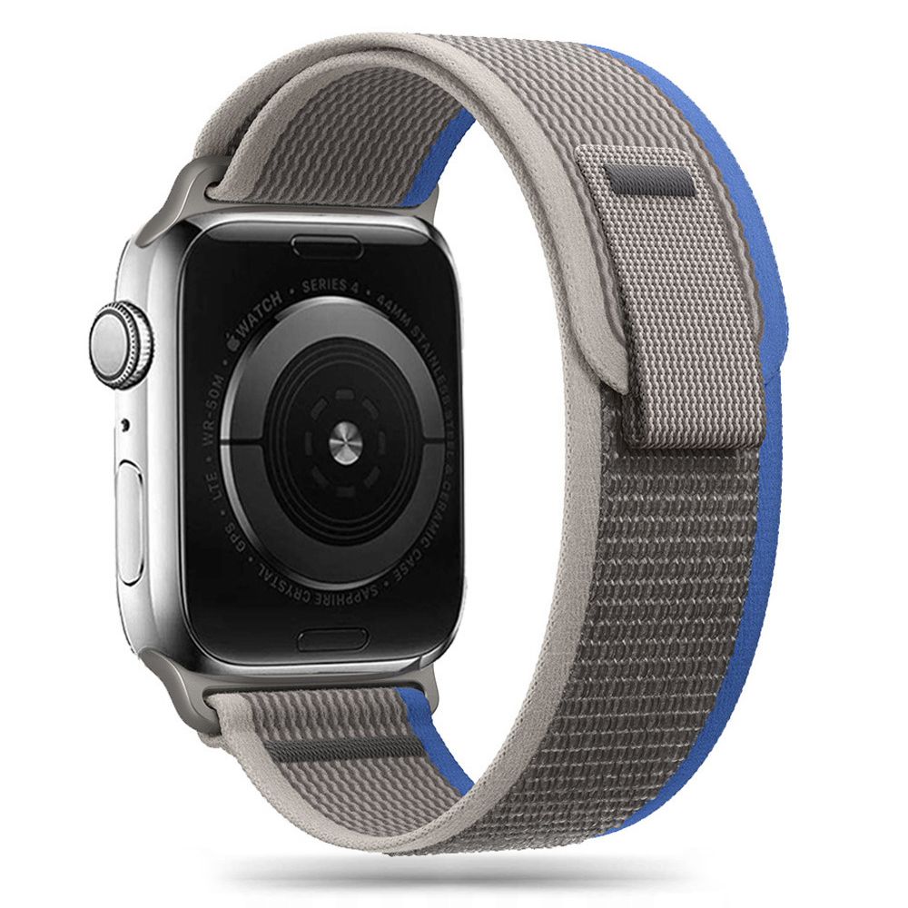 REMEN FÜR APPLE WATCH 4 / 5 / 6 / 7 / 8 / 9 / SE (38 / 40 / 41 MM) GRAU/BLAU aus NYLON
