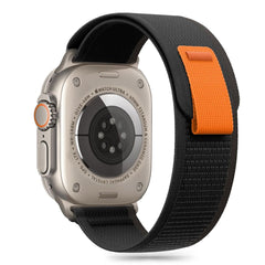TECH-PROTECT NYLON STRIPE ARMBAND FÜR APPLE WATCH 6 / 7 / 8 / 9 / 10 / SE / ULTRA 1 / 2 (44 / 45 / 46 / 49 MM) SCHWARZ/ORANGE