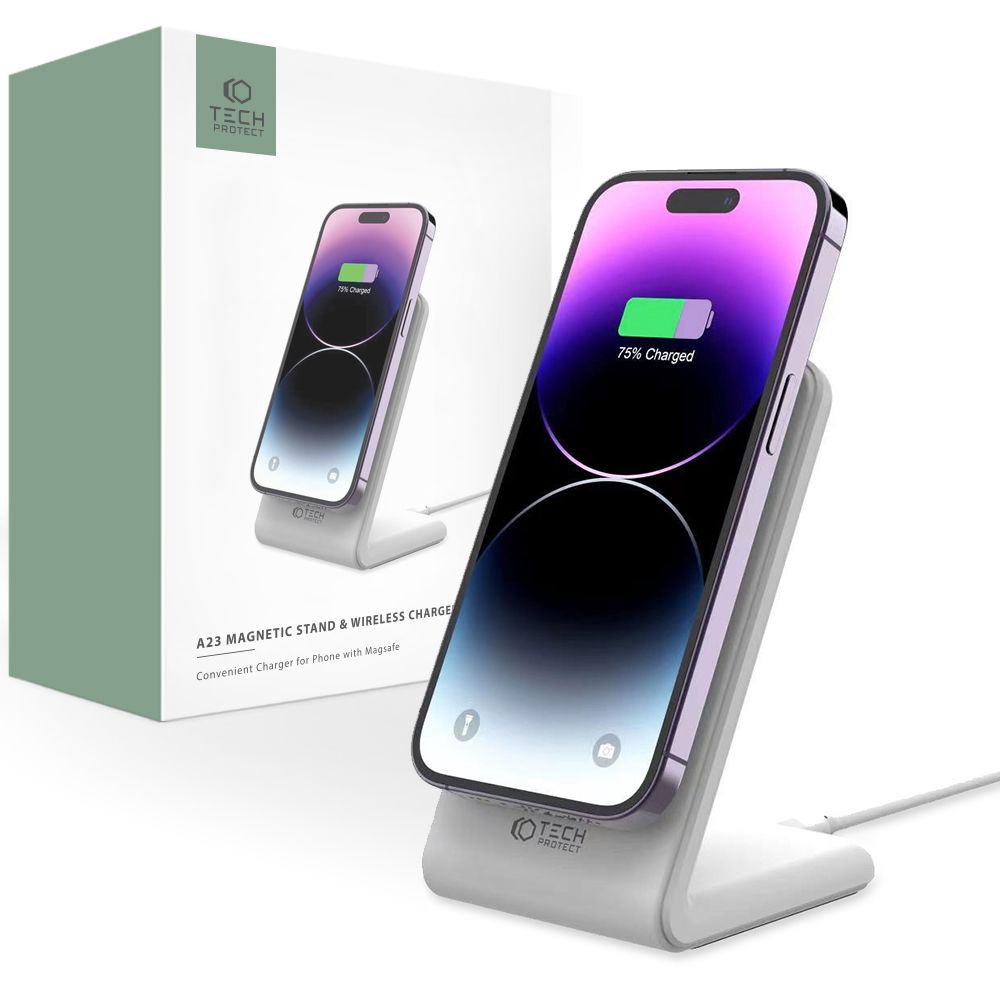 DRAHTLOSES LADGERÄT TECH-PROTECT QI15W-A23 MAGNETISCHER MAGSAFE WIRELESS CHARGER WEISS