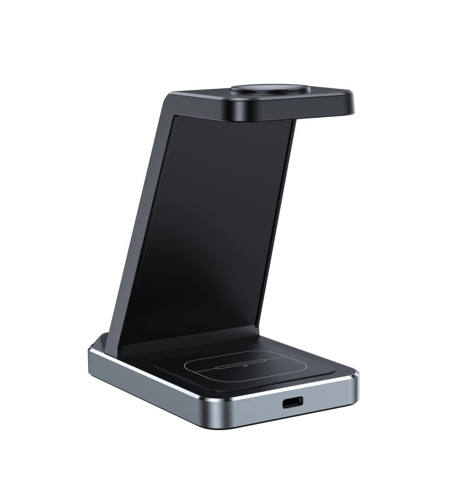 DRAHTLOSES LADEN 3IN1 QI15W-A26 WIRELESS CHARGER SCHWARZ